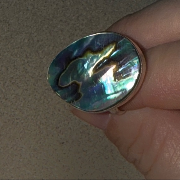 Abalone shell ring sea opal - Picture 8 of 8